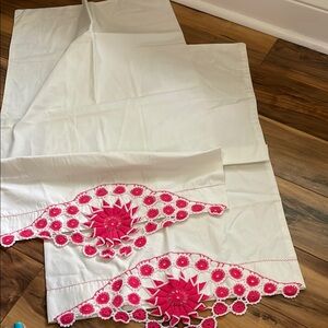 2 Vintage Pillowcases Crochet